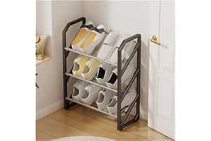Simple Shoe Rack Ladder Style Shoe Cabinets Portable Doorway Shoe Rack Floor Standing Household Shoe Organizer Storage(Black)