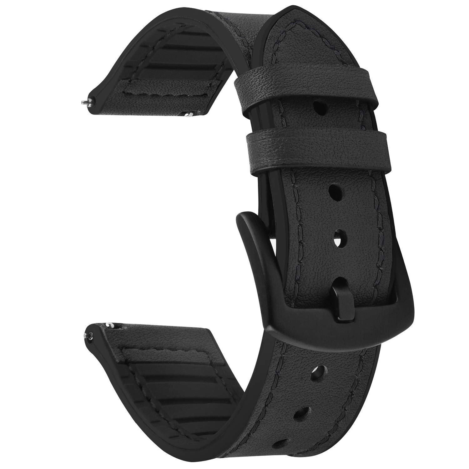 Fullmosa Quick Release Watch Strap 20mm, Leather Silicone Hybrid Watch Bands for Samsung Galaxy