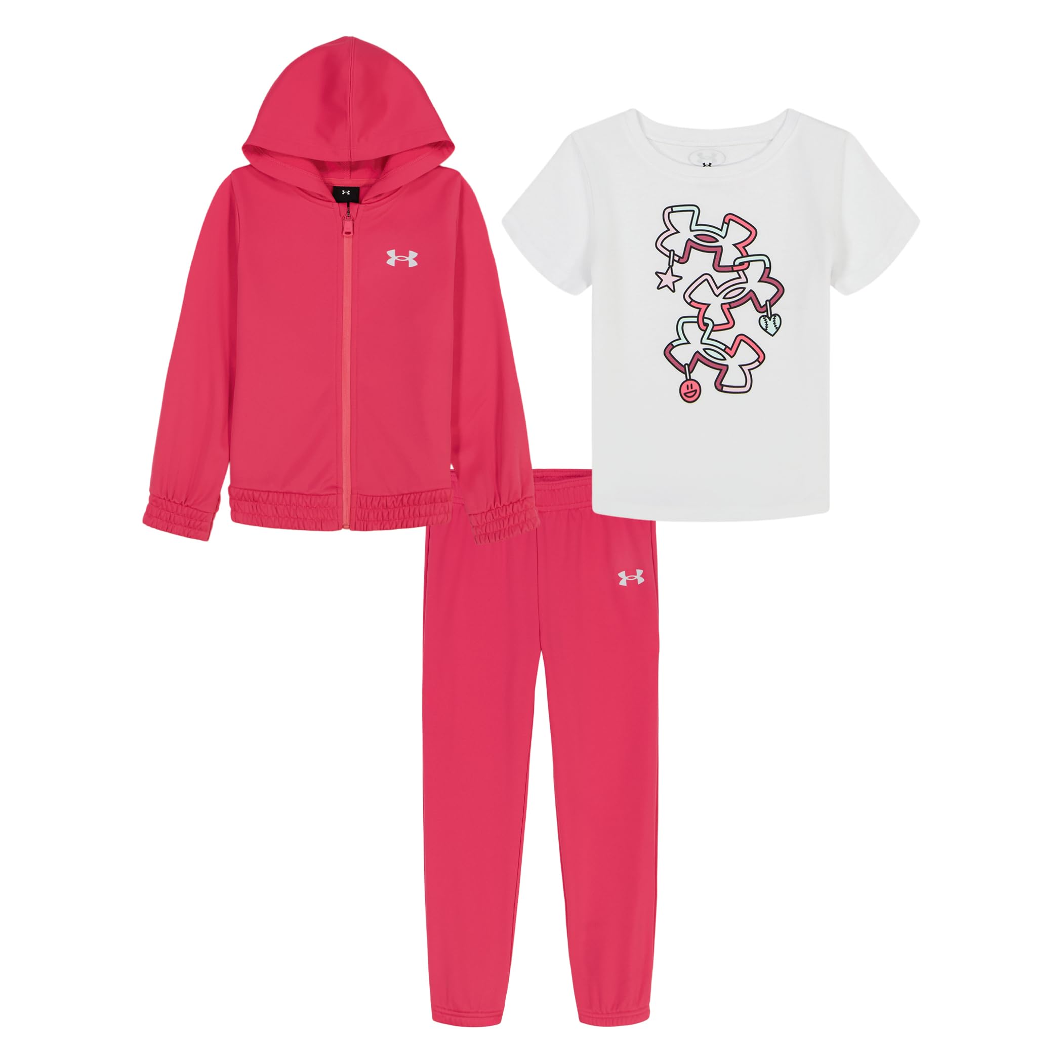 Under Armour Newborn Girls' 3-PC UA Tech Fleece Sweatsuit & Tee Set Image