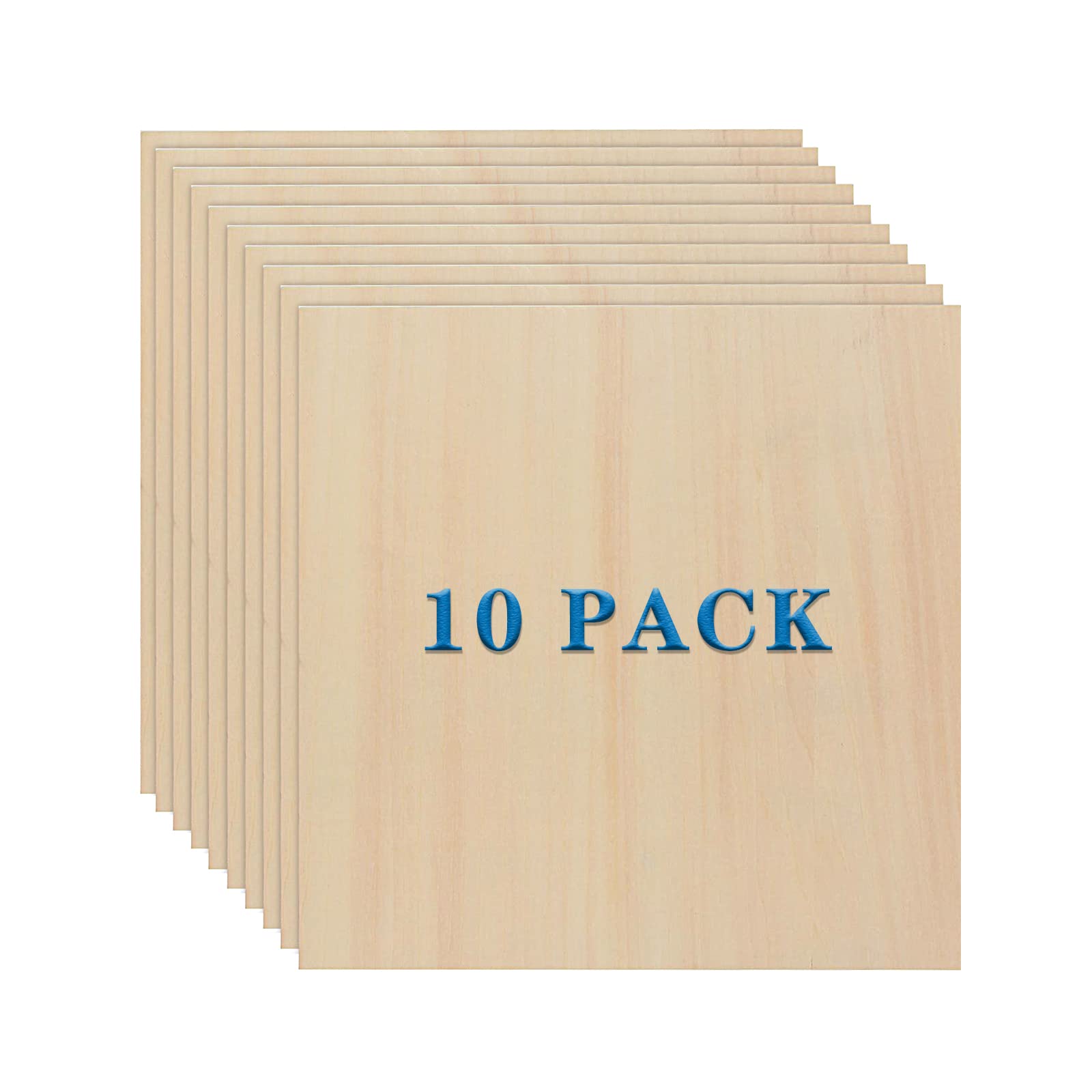 Photo 1 of 10 Pack Basswood Sheets 3mm 10 x 10 x 1/8 Inch Plywood Board, Thin Natural Unfinished Wood for DIY Crafts Painting, Hobby, Model Making, Wood Burning and Laser Projects