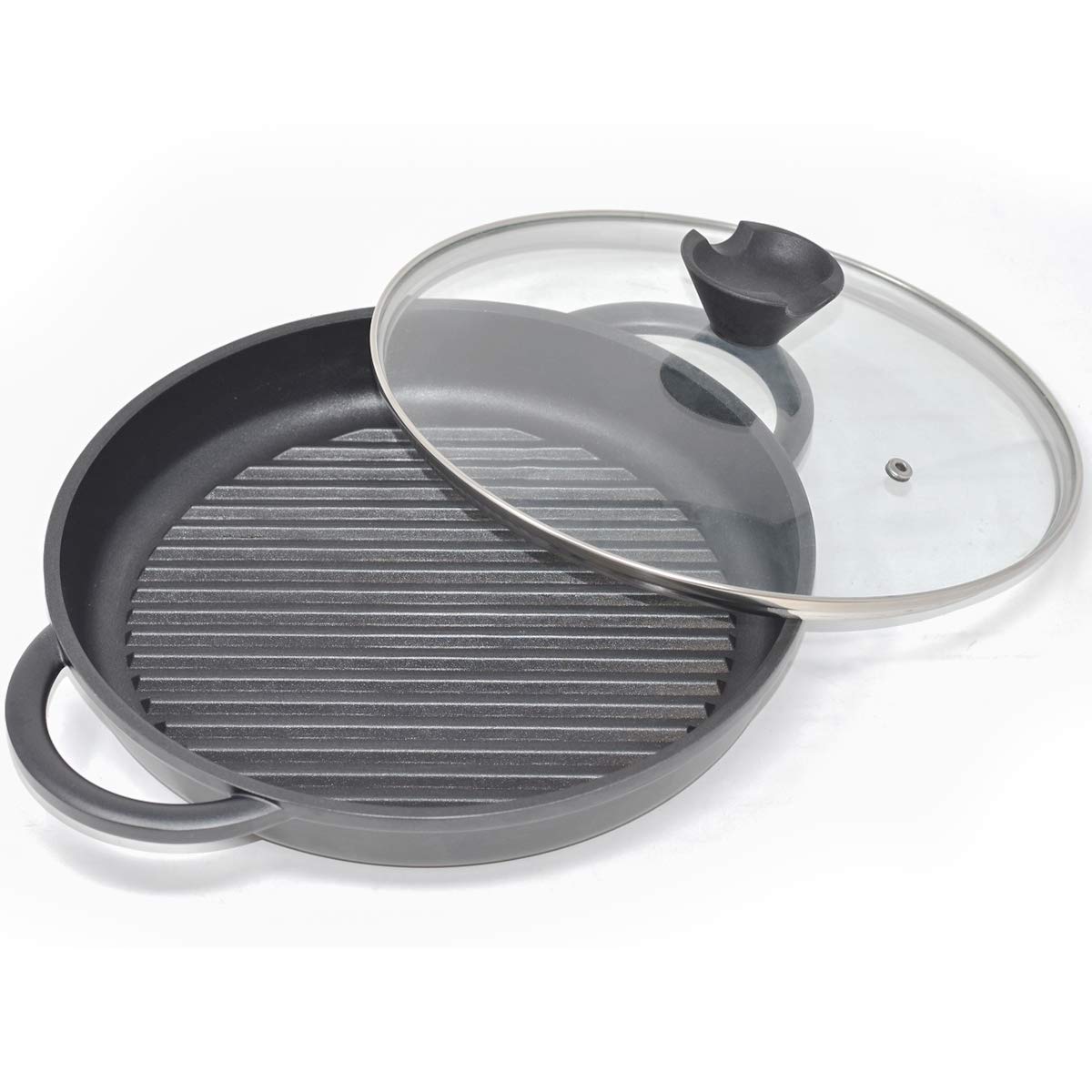joeji's Kitchen Joejis Forever Pan - Non-Stick Round Skillet Pan with Lid 27cm - Stove Top Griddle Pan Cast Aluminium - Induction Hob - Lighter Than Cast Iron and No Rust - PFOA Free