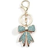 MUCOOS Bow Keychain,Rhinestone Bow Bag Charm for Keys Purse Handbag,Sparkling Keychain for Women Birthday Christmas Valentine