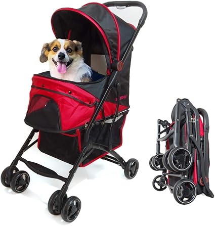 Amazon Co Jp ポータブルペットベビーカー 4輪 3折りたたみ 片手操作で中小犬や猫に最適 kg負荷の屋外旅行 ブラック ベビー マタニティ