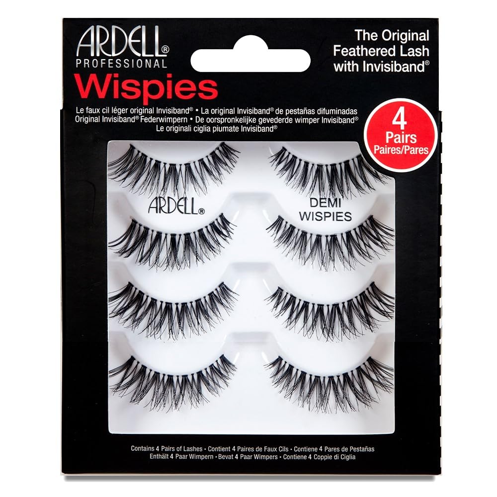 Ardell False Eyelashes Demi Wispies | 6-Pair Multipack | Natural-Looking Wispy Effect | Medium Volume & Length | Comfortable Invisiband | Vegan-Friendly & Cruelty-Free | Pack of 6