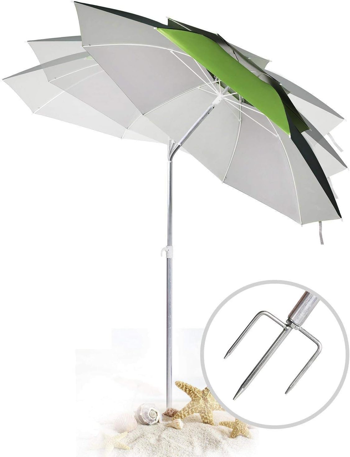 REDCAMP Portable Vented Beach Umbrella with Sand Anchor, 6.