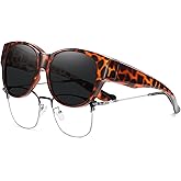 HAOLOTA Fit Over Glasses Sunglasses for Women Polarized, Trendy Cat Eye Sunglasses Wear Over Glasses, UV Protection