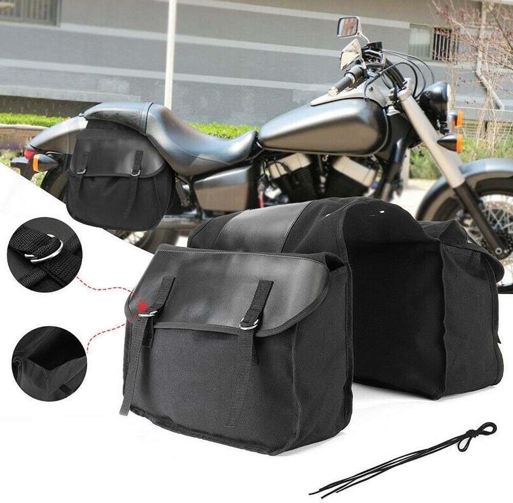 MOOHOP Heavy Duty Motorbike Saddle Bag Leather+Canvas, Motorbike Bag