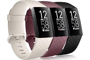 Wepro Waterproof Bands Compatible with Fitbit Charge 4 / Charge 3 / Charge 3 SE for Women Men, 3-Pack, Small, Large