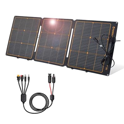 FlexSolar 120W Portable ETFE Solar Panels for Power Station Generators 20.9V Foldable Solar Cell Monocrystalline Chargers with Kickstand P68 Waterproof Power Outage Emergency for Camping Van RV