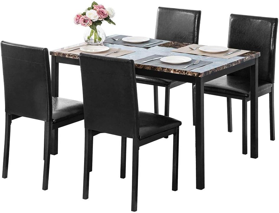 Best faux marble dining table set for 4