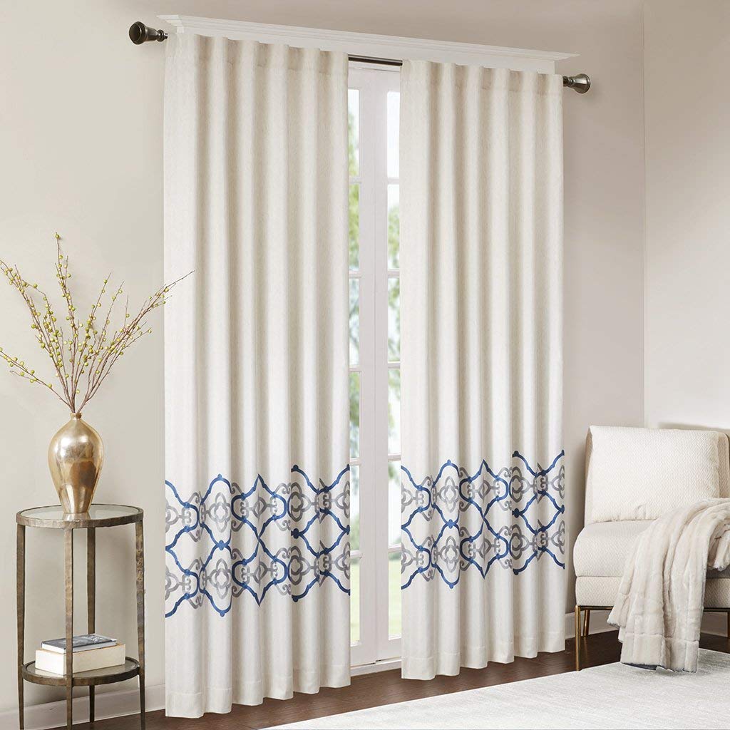 Bombay Brand Cortinas de Color Azul para Sala de Estar, Cenefa de
