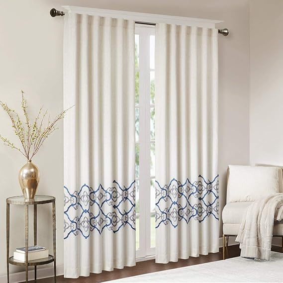 Bombay Brand Cortinas de Color Azul para Sala de Estar, Cenefa de