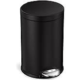 simplehuman 4.5 Liter / 1.2 Gallon Round Bathroom Step Trash Can, Matte Black
