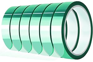 MEBMIK 6 Rolls 20mm x33m(108ft) Green Heat Tape High Temperature Heat Resistant Tape Heat Transfer Tape for Heat Sublimation Press Vinyl,No Residue