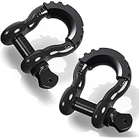 Ohuhu D Ring Shackles 3/4" 2 Pack with Isolators, D Shackle Rugged 20 Ton (44,000 lbs) Maximum Break Strength, 4.75 Ton (9,50