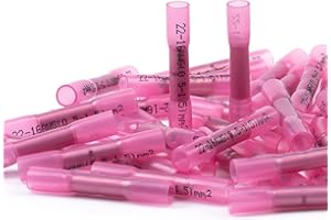 AIRIC Heat Shrink Butt Connectors 22-16 AWG, 100 Pcs Waterproof Electrical Crimp Splice Terminal for Auto Repair, Insulated M