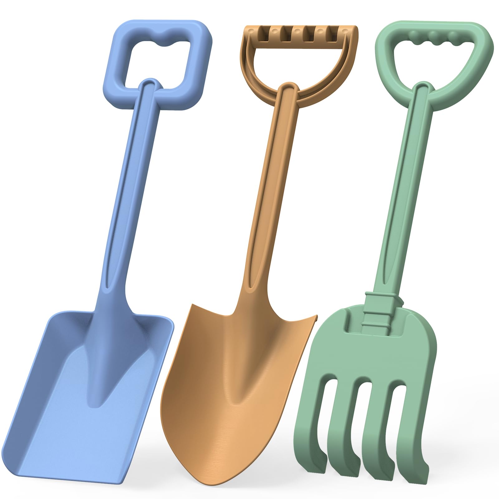 Jumbo Beach Shovels Toys for Kids Ages 4-8, ABS Plastic Sand Shovels Rake, 40CM Large Beach Sandbox Garden Scoop Spade Toys for Digging Snowing (3PCS)