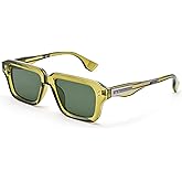 DYSAKER Rectangle Sunglasses for Men Women, Trendy Square Frame Sun Glasses Fashion Retro 90s Chunky Designer Shades