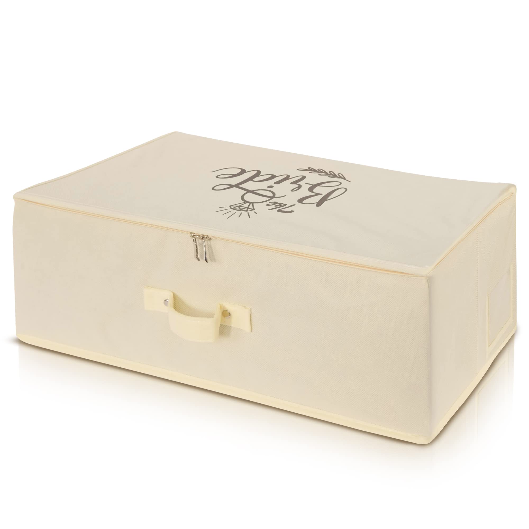 Wedcova UK Ivory Personalised Wedding Dress Travel Box Breathable Bridal Gown Medium Storage Box with 10 Acid Free Tissue Papers