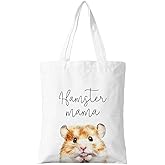 ZYQFN Hamster Mama Canvas Tote Bag for Women, Cat Lovers Gift for Cat Mom, Birthday Christmas Cute Hamster Gifts For Women, Tote Bag for Work College Travel. (103)