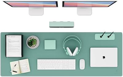 K KNODEL Large Office Leather Desk Mat 120x43cm Green PVC Leather