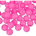 uxcell 50Pcs 12mm Silicone Beads, Round Loose Rubber Bead Bulk Focal Beads for DIY Keychain Pens Bracelets Jewelry Making (Rose Red)