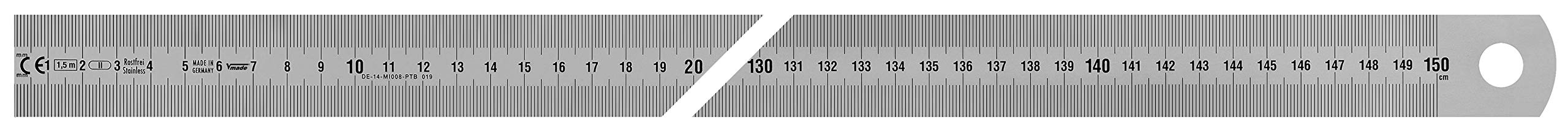 Vogel Germany Steel Ruler (Type A, Measuring Length 1500 mm, Cross Section 30 mm x 1.0 mm, Stainless Spring Band Steel, Reading Left to Right) 1018010150