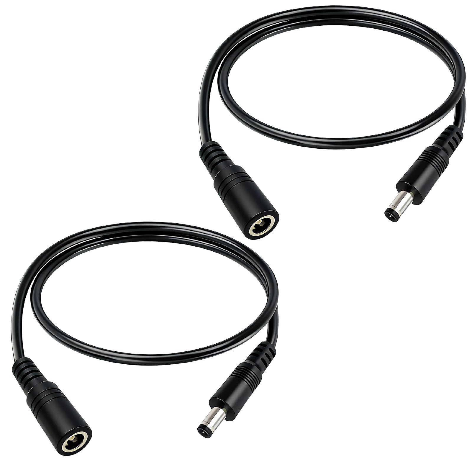 Photo 1 of 1.6FT 12V DC Power Extension Cable 5.5mmx2.5mm 18AWG Male to Female Extension Cable Barrel Connector for CCTV Surveillance Camera LED Light Bar Router Projector Printer 2PCS