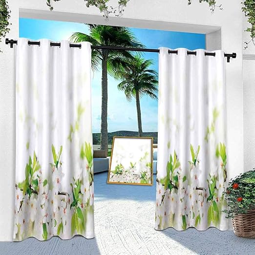 YUAZHOQI - Cortinas para exteriores, impermeables, diseño de flores