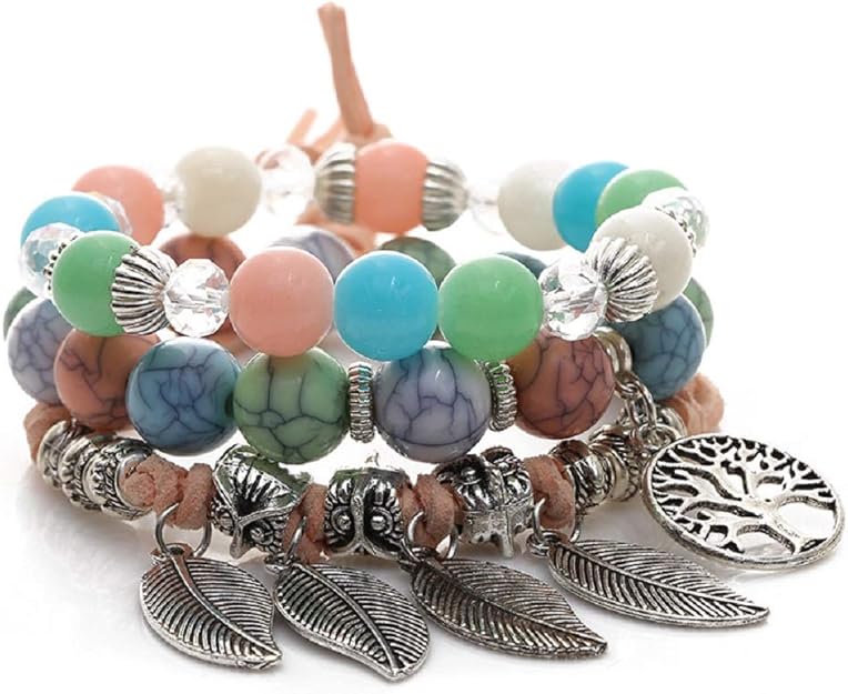 Maxforever - Pulsera de abalorio de Vidrio acrílico, de Revestimiento