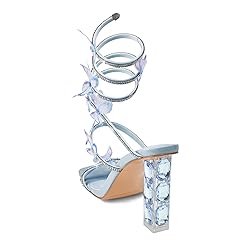 VOZTOLLS Strappy Heels for Women Rhinestone Crystal