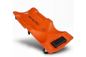 M-AUTO 36" Mechanic Rolling Garage Creeper with Padded Headrest Light Weight Automotive Creeper Mechanic Cart with Dual Tool Trays and Noiseless Casters, Orange