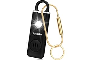 ASTOEIAS Rechargeable Personal Safety Alarm for Women，Extra Large Strobe LED Light Personal and 130dB Siren，Personal Emergency Security Safe Devices Key Chain Alarms for Women Kids Elderly (Black)