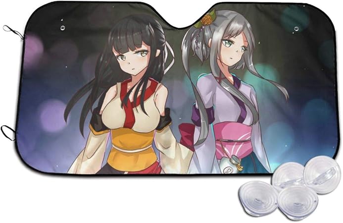 Amazon 食べる 飲む 2人の女の子 イラスト サンシェード 車 ガラス シェルター 遮光 断熱 簡単着脱 おしゃれ 人気 カーサンシェード 車 バイク 車 バイク