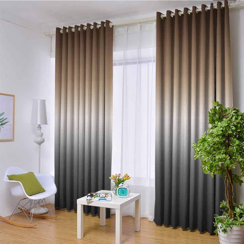 Ombre Art Wear-resistant color curtain Long Home Decorations 2 panel sets W96 x 108 Inch Ombre Colorful Design Brown White Black