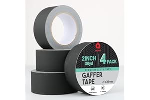 ANAAR Gaffers Tape - Heavy-Duty Fabric for Cable Management, Floor Marking & More | Matte Surface No Residue | Ideal for Photo Shoots & Conferences, Gaff Tape Gaffing Tape for Filming - (2 inch (Pack of 4)