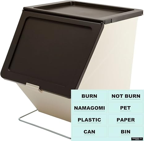 Amazon スタックストー ペリカン ガービー 38l 分別シール ゴミ箱 ごみ箱 ダストボックス おしゃれ ふた付き Stacksto Pelican Garbee ブラウン 分別シールb付き 透明 フタ付きゴミ箱 オンライン通販