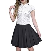 SweatyRocks Girl's Button Down Shirt Ruched Collar Short Sleeve Summer Blouse Tops