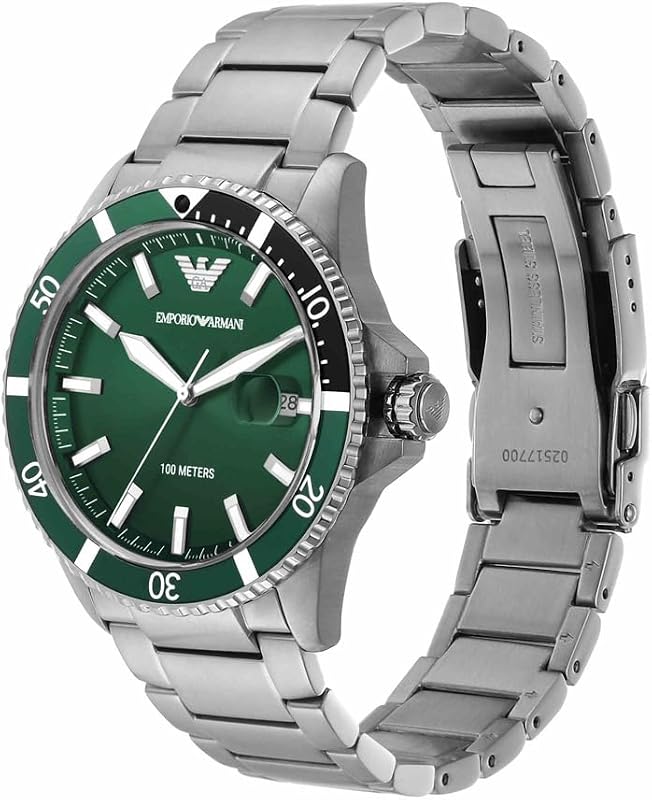 Uhr für Herren, DreizeigerDatumswerk, 42mm Silbernes Edelstahlgehäuse mit Edelstahlarmband, AR11338