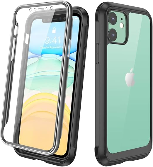 Amazon Com Diaclara Compatible With Iphone 11 Case Full Body Rugged Case With Built In Touch Sensitive Anti Scratch Screen Protector Soft Tpu Bumper Case Cover Compatible With Iphone 11 6 1 Black And Clear
