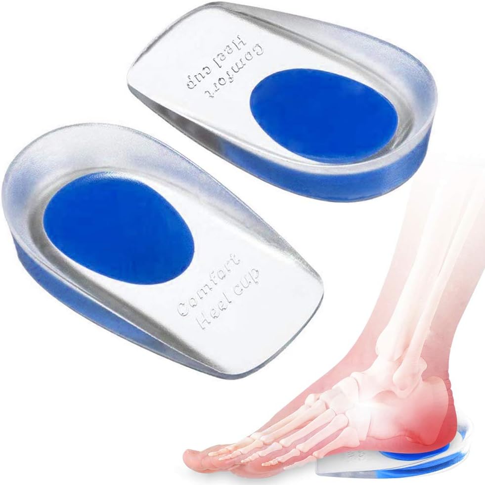Silicone Gel Heel Cup, Shoe Inserts for Plantar Fasciitis, Heel Spurs & Heel Pain Foot Care: Health & Personal Care