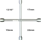 Sakura WB4W 4-Way Wheel Nut Cross Brace Wrench 17-19-21-22mm Silver view 3
