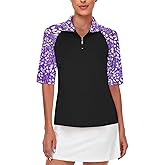 Cucuchy Womens Golf Shirt Half Sleeve Quarter Zip Polo Tennis Shirts Workout Tops