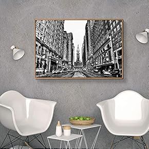 Floating Framed Canvas Wall Art for Living Room, Bedroom Black and White Building Canvas Prints for Home Decoration Ready to Hang - 16x24 inches