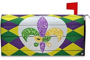 Kcldeci Mardi Gras Holiday Magnetic Mailbox Cover Fleur De Lis Mailbox Covers Magnetic Mailbox Wraps Post Letter Box 18x21