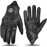 mjmoto Classic Goat Leather Motorcycle Gloves, Touchscreen Breathable Summer Riding Gear for Men and Women