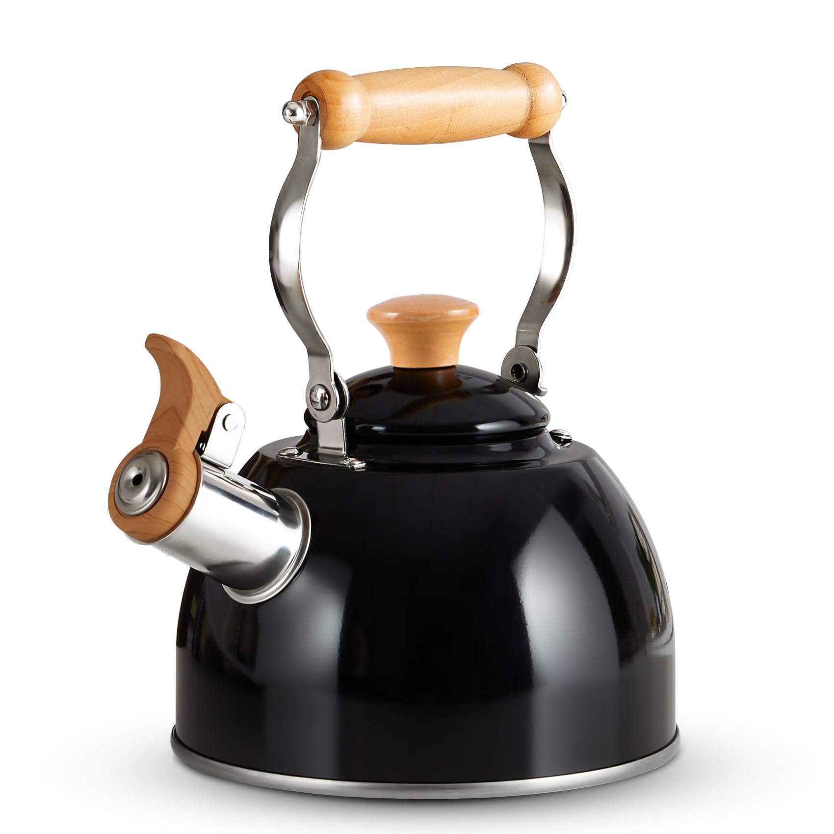 Photo 1 of ROCKURWOK Tea Kettle, Tea Pot with Cool Touch Ergonomic Handle, Teapot Food Grade Stainless Steel, Tea Kettle Stovetop, Kettle Teapot, Whistling Tea Kettle, Small Tea Pot, 1.6 Quart (Black)