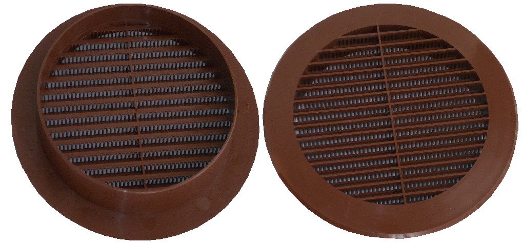 Air Ventilation Plastic Grill Cover Ø100mm/Brown