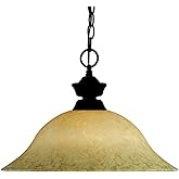 Z-Lite 100701BRZ-GM16 One Light Pendant, Metal Frame, Bronze Finish and Golden Mottle Shade of Glass Material
