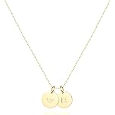 QXTX Tiny Initial Heart Necklace,Dainty Personalized Letter Heart Necklace for Women,18K Gold Plated